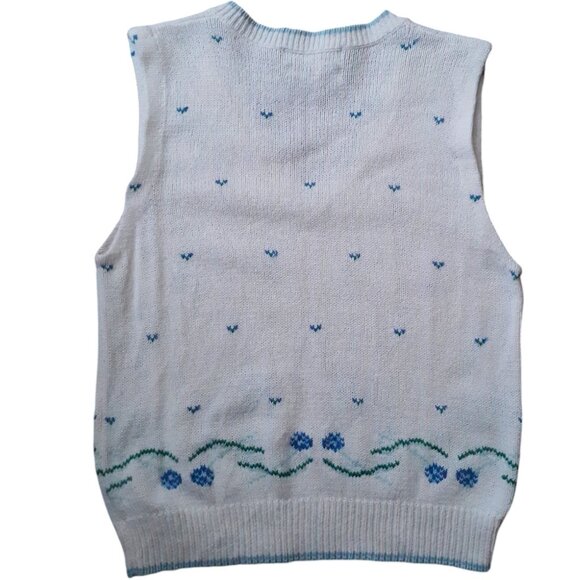 Herman Geist Preppy Embroidered Sweater Vest Linen Cotton Vintage Hong Kong - Picture 4 of 9